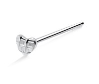 Checked Heart Silver Straight Nose Stud NSKA-05a